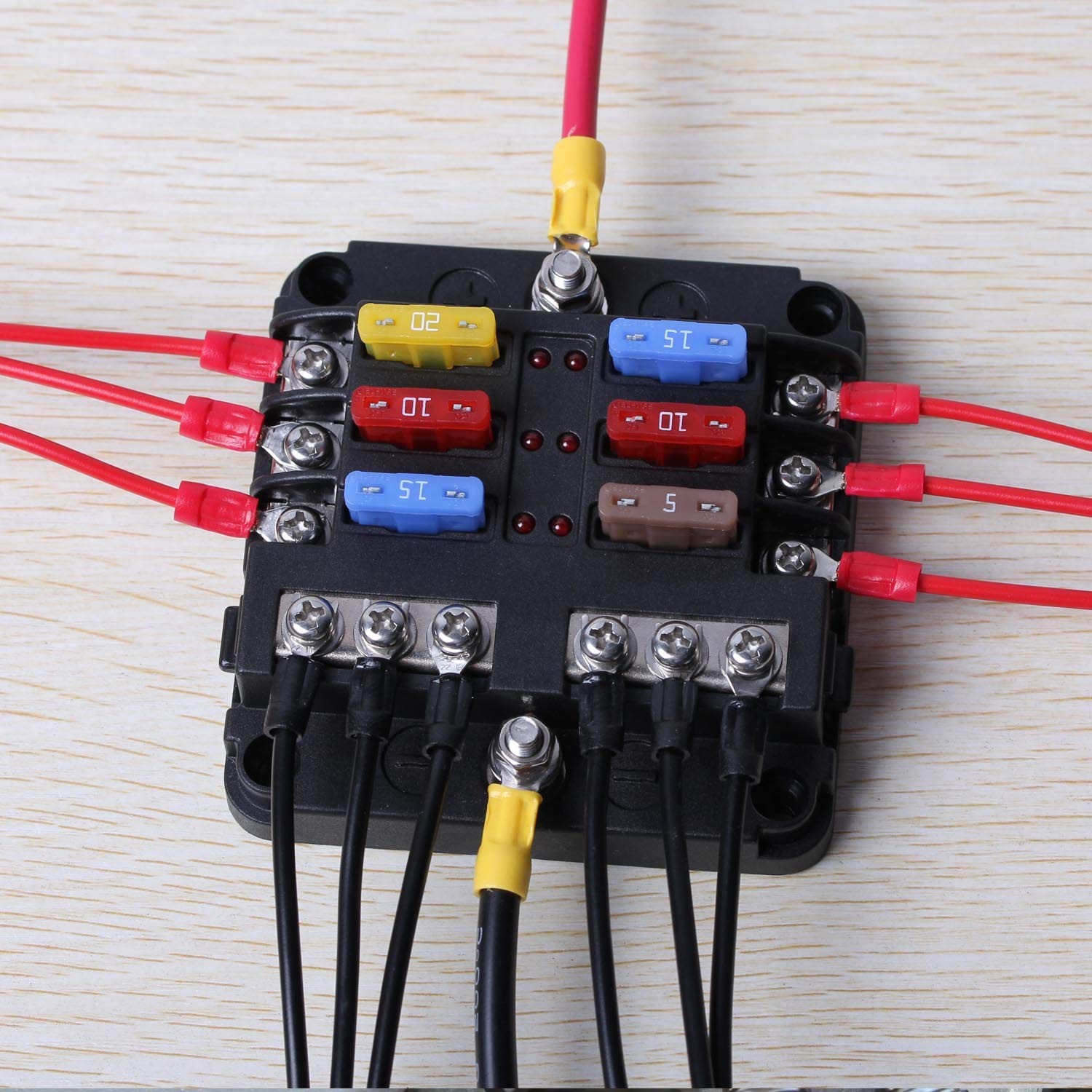 6 Way Blade Fuse Box Block FuseBox Holder Auto Marine Bus Bar Car Kit 12V 24V — image 3