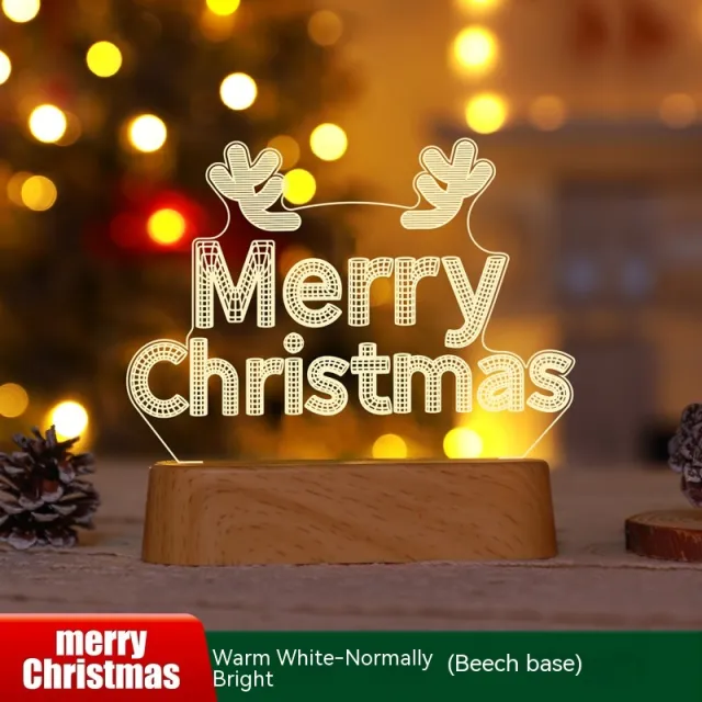 Christmas Decoration 3D Lamp Acrylic LED Night Lights New Year Valentines Day Christmas Kids Gift Christmas Ornaments Merry Christmas Wood Grain - Shop at LoveMi