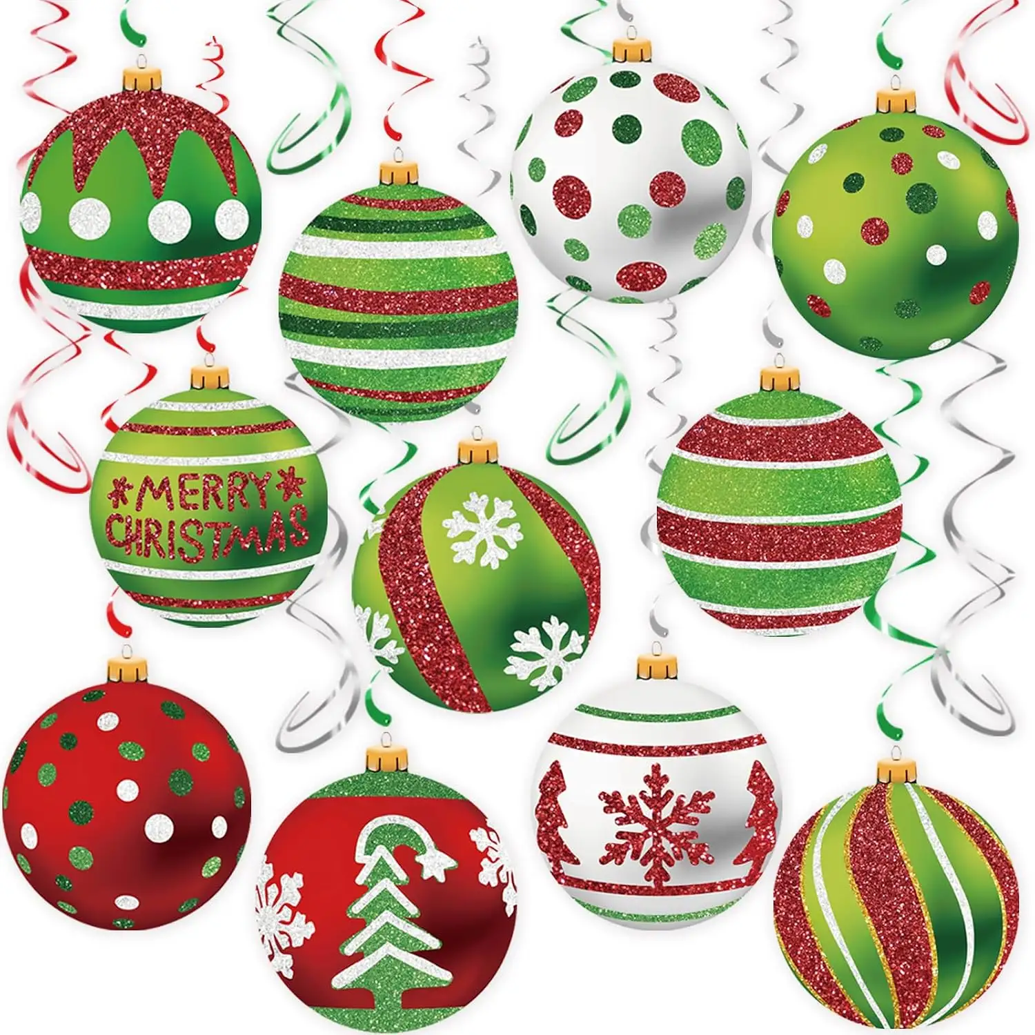 30 Pack Christmas Ball Hanging Swirls, Xmas
