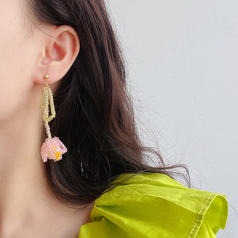 Fashion Tulip Flower Beaded Earrings