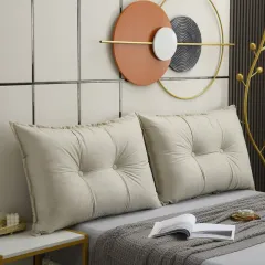 Technology Cloth Bedside Cushion Tatami Soft Bag Headboard Sofa Cushion - Off White - View 1