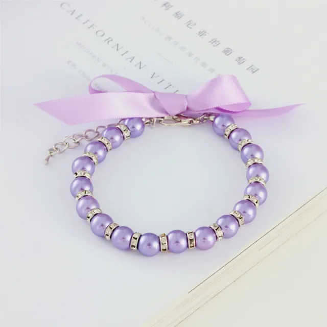 Diamond Dog Pearls Necklace Jewelry For Small Dogs Puppy Bling Rhinestones Cat Wedding Collar Yorkie Girl Clothes Costume Outfits Accessories P... Purple - Shop at LoveMi