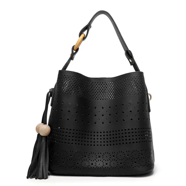 Fashion Hollow Crossbody Tassel Handbag Lady Bag Black - Shop at LoveMi