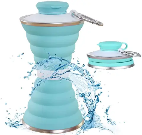 500ML Silicone Water Bottle Cup Foldable Leak Proof Portable