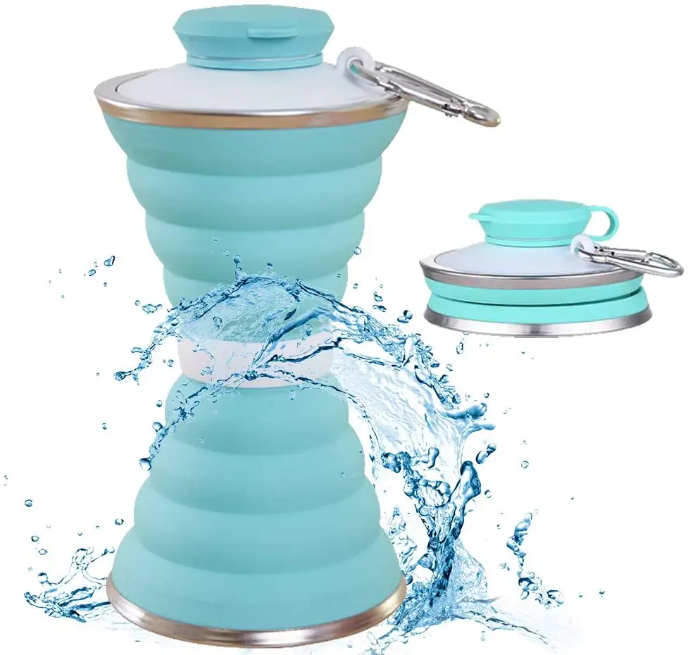 500ML Silicone Water Bottle Cup Foldable Leak Proof Portable