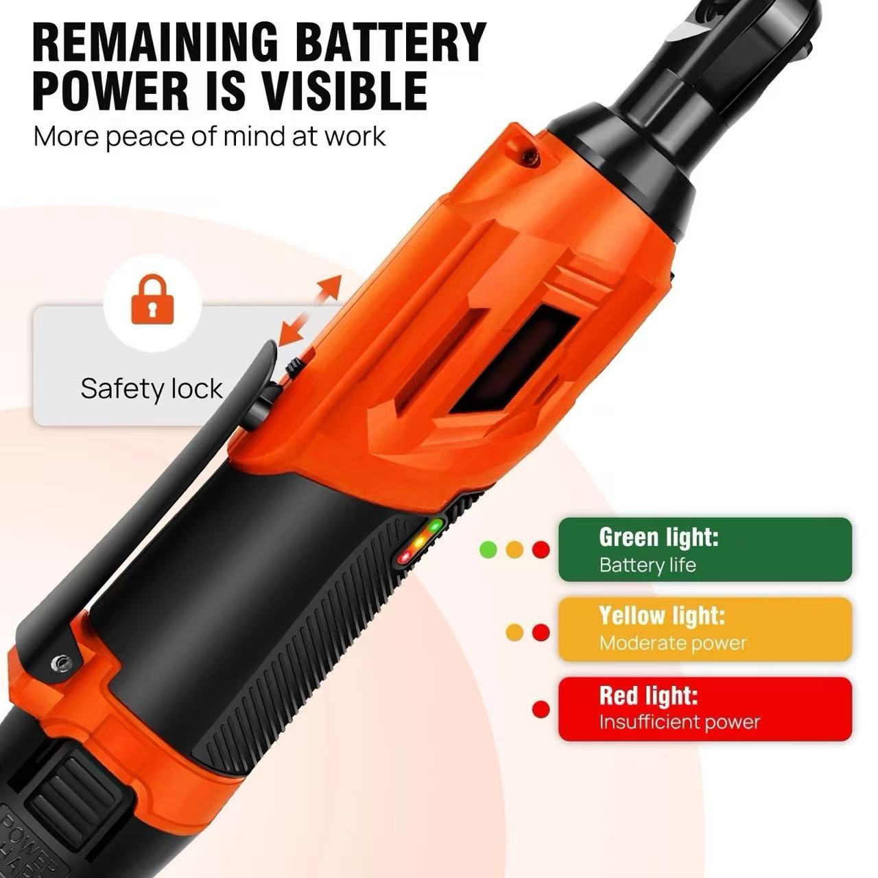 Cordless Electric Ratchet Wrench, 90 Degree Angle 200NM, 12V, 2 Batteries — image 7
