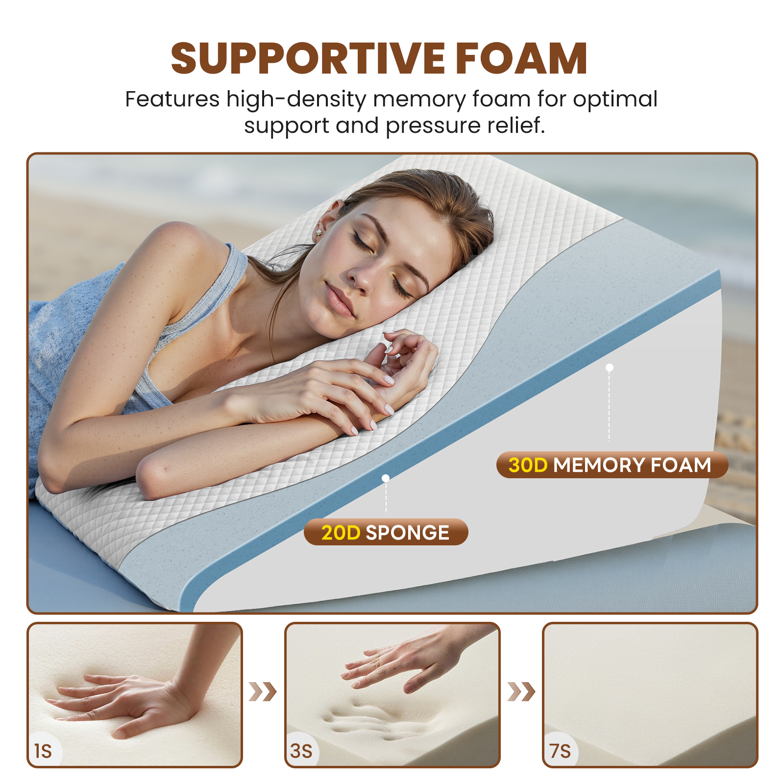 Wedge Pillow, Body Pillow , White& Grey image 12