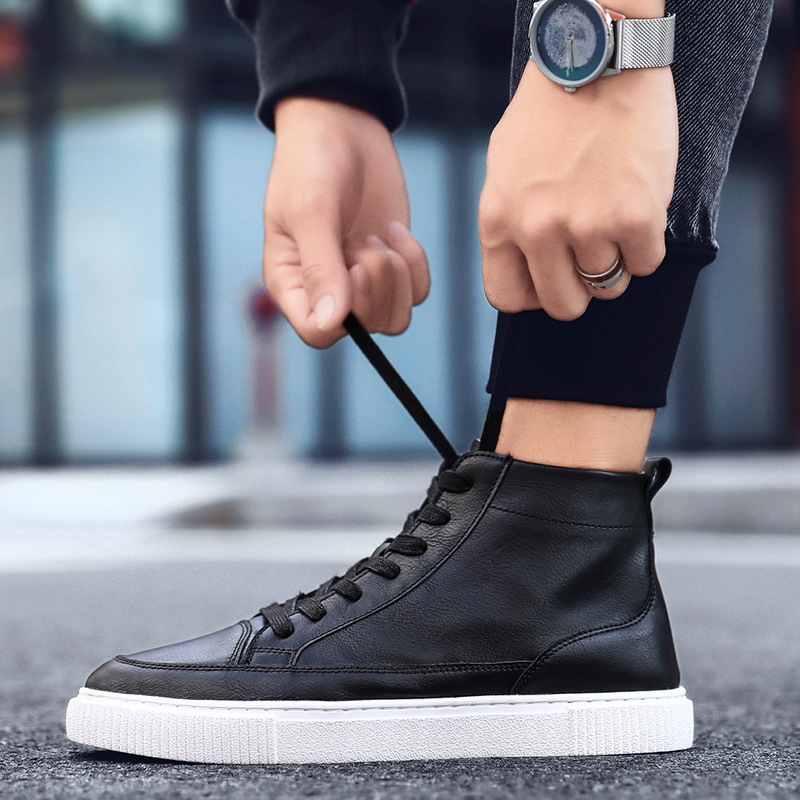 Title 5, All-Match Casual High-Top Leather Shoes For Stu...