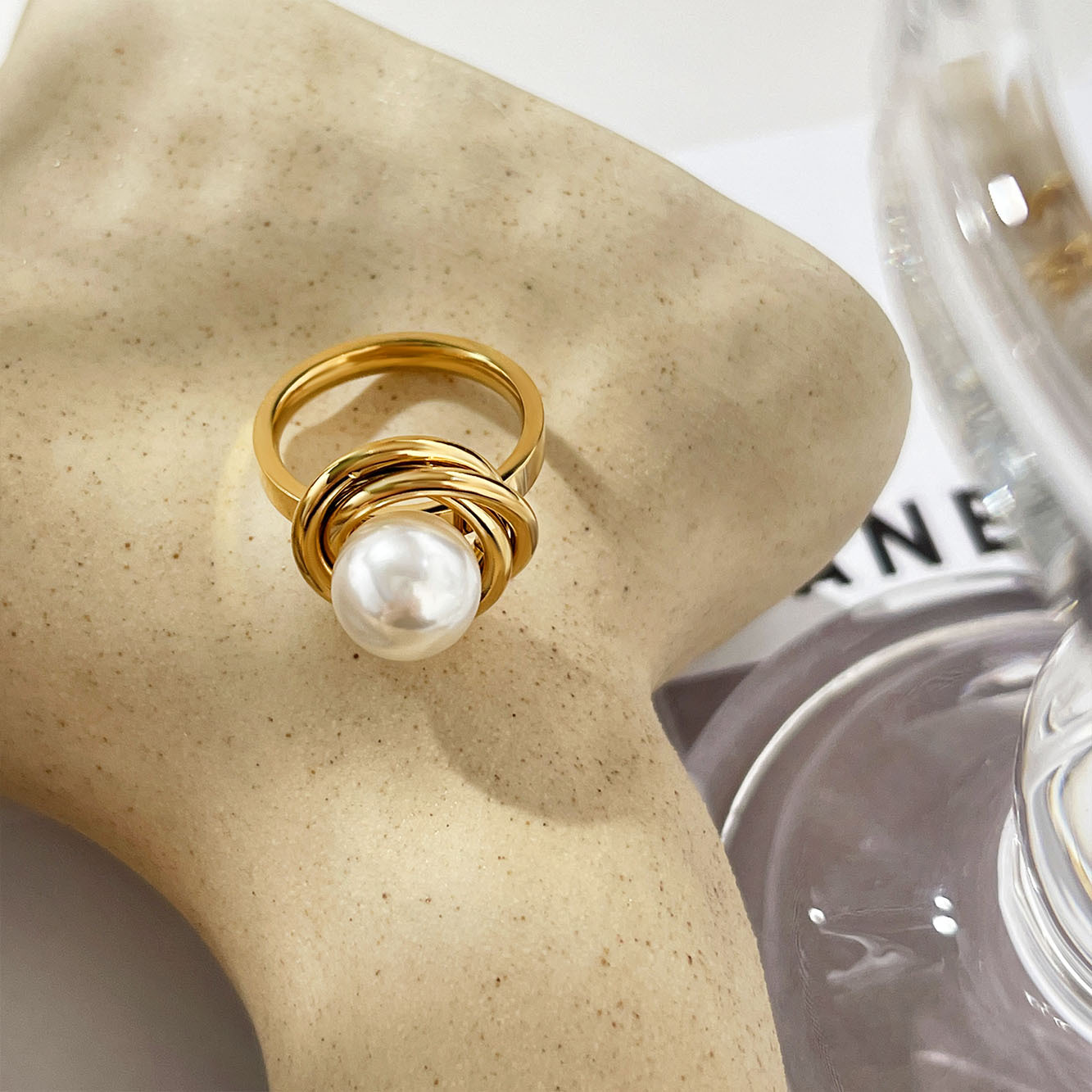 Title 1, Niche Pearl Ring voor dames, licht luxe design,...