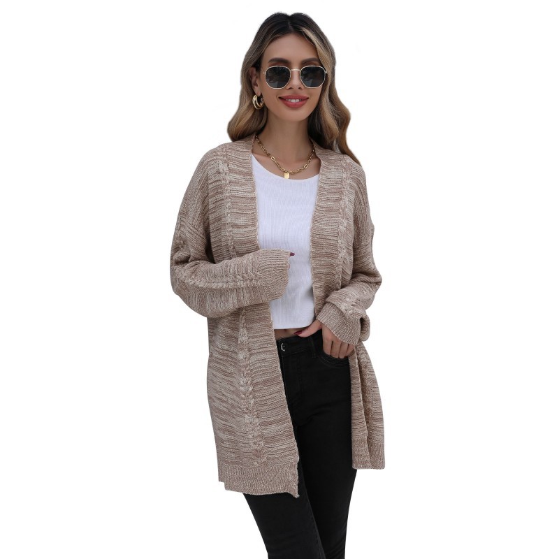 Women's Solid Color Cable Cardigan Knitted Sweater Coat