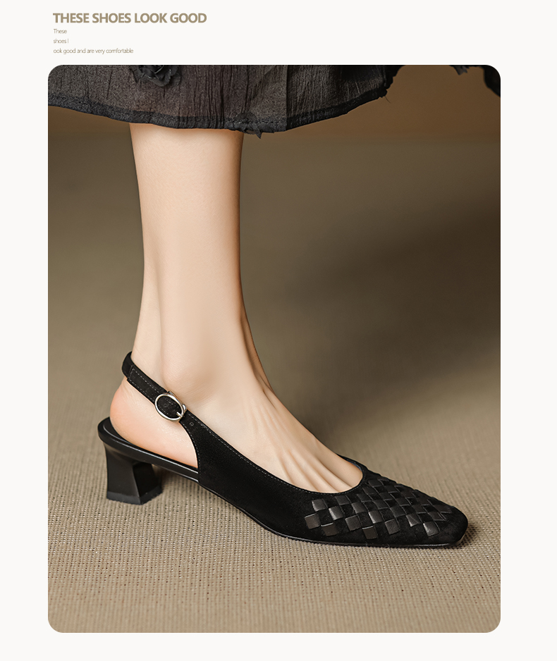 Women's Block Heel Sandals – pair view Black