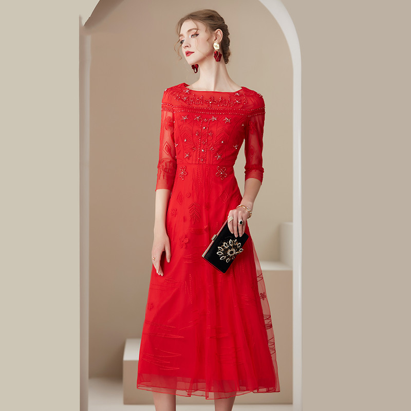 Mesh Embroidered Temperament Fashionable Elegant Dress — image 1