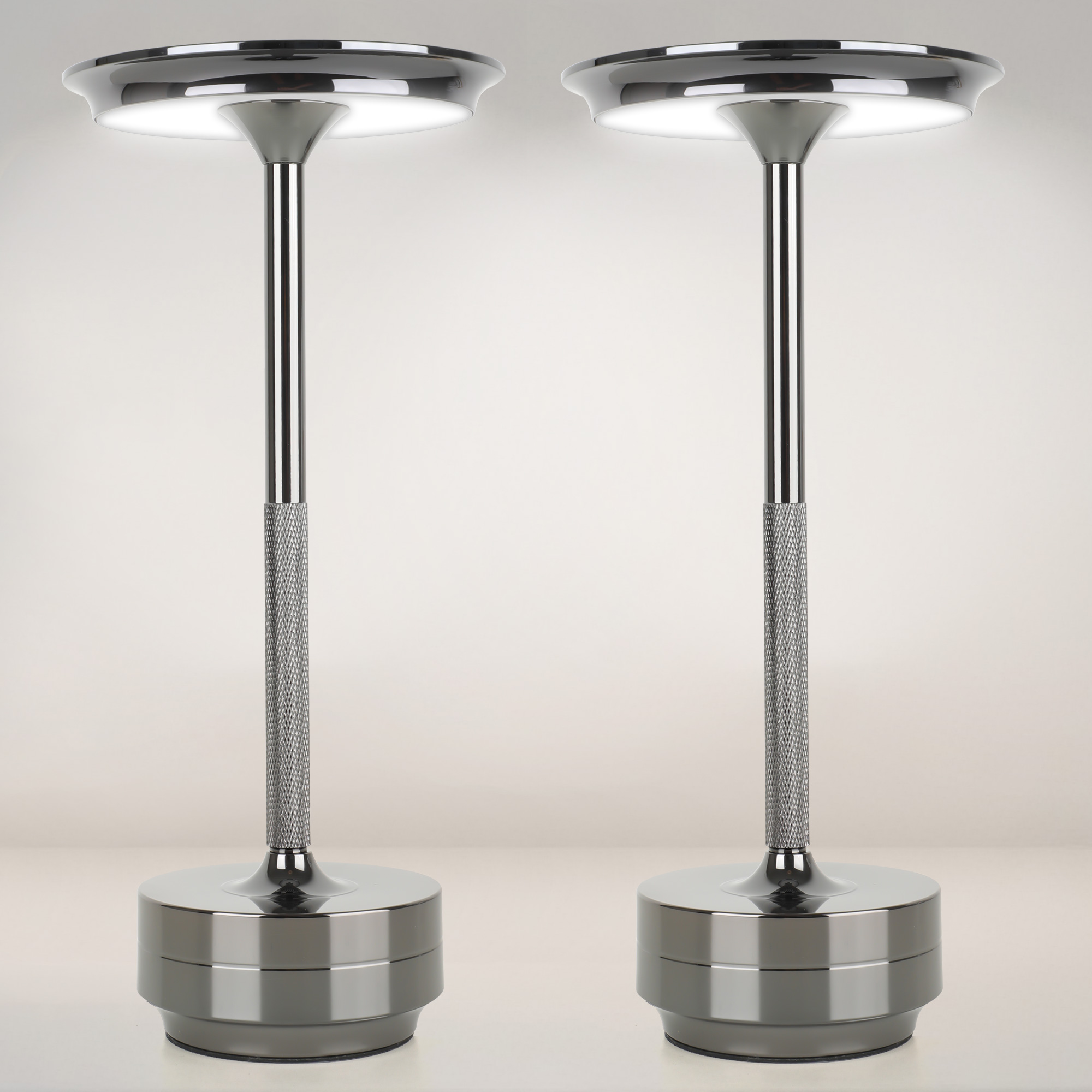 2pcs Rechargeable Cordless Table Lamp, 5000mAh Portable Wireless LED Lamp, 3 Color Modes Stepless Dimming Touch Lamp, Aluminum Alloy Bedside Desk Lamp For Bedroom Office Camping Dining