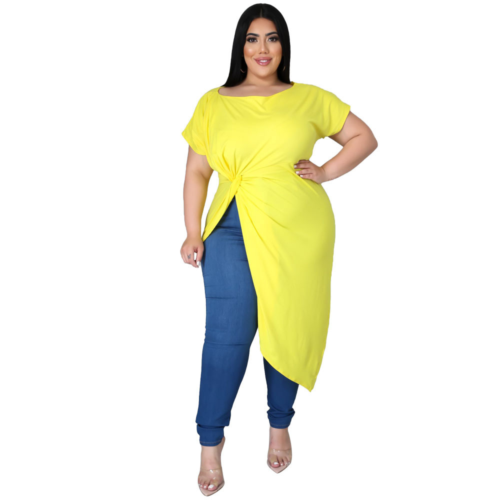 Solid Color Loose Comfortable Irregular Long Top