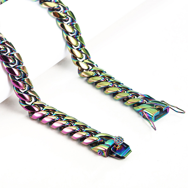 Tempered Necklace Colorful Cuban Chain