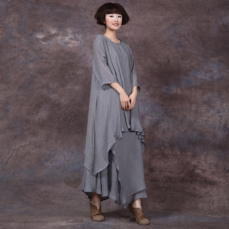 Women's Cotton Linen Three-quarter Sleeve Thin Coat Cape