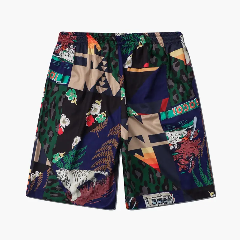 Tropical Rainforest Style Printed Polyester Short Sleeve Suit