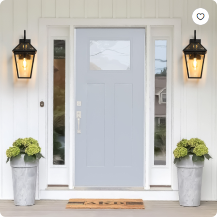 21″ Modern Outdoor Wall Lanterns – Black Metal & Clear Glass (Set of 2) - Image 1