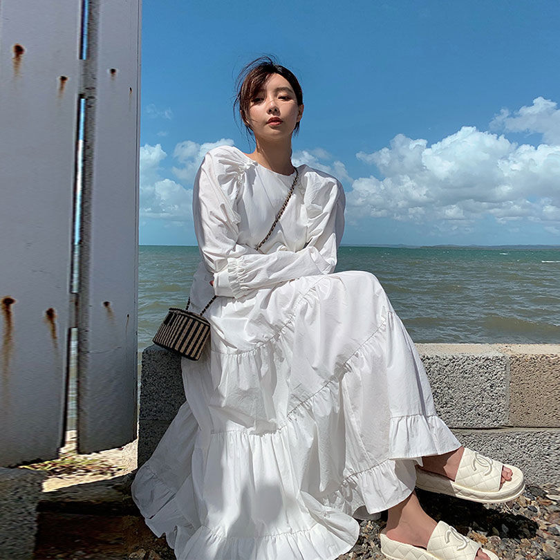 Puff-Sleeve A-Line Maxi Dress, picture 2 of 5