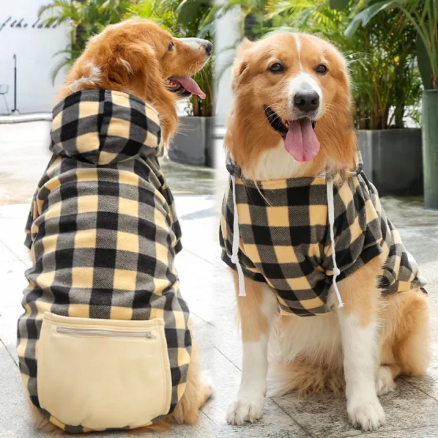 Fashion Pet Dog Simple Zipper Pocket Sweater Beige Grid - Shop at LoveMi