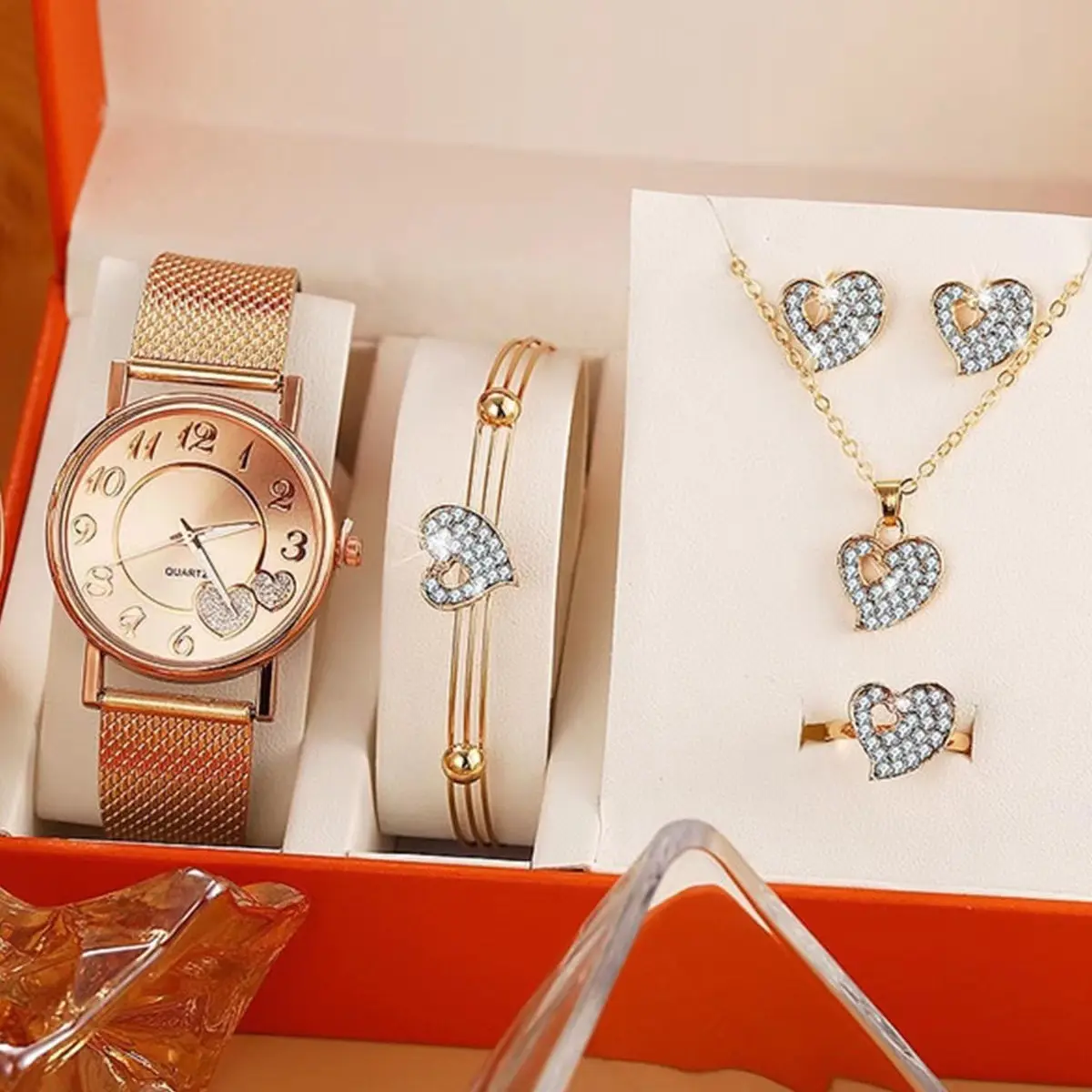 Love Plastic Mesh Bag Peach Heart Jewelry