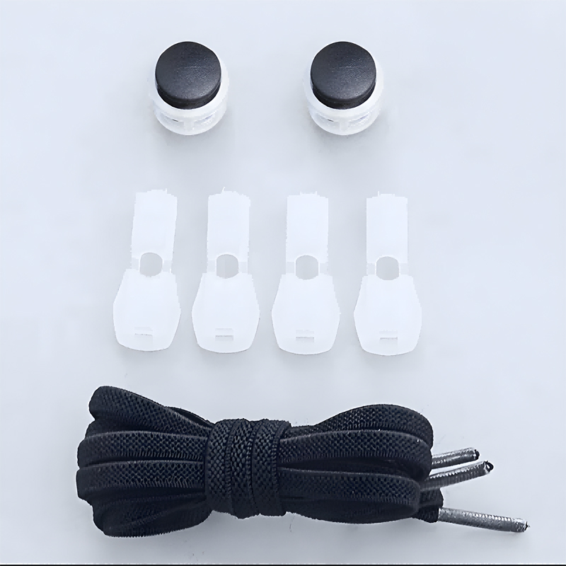 1 Set Of Plastic Shoe Buckles, Comfortable And Fast, Suitable For Children With Lockable Sports Shoes, Sports Shoelaces, Braided Elastic Shoelaces Black Laces