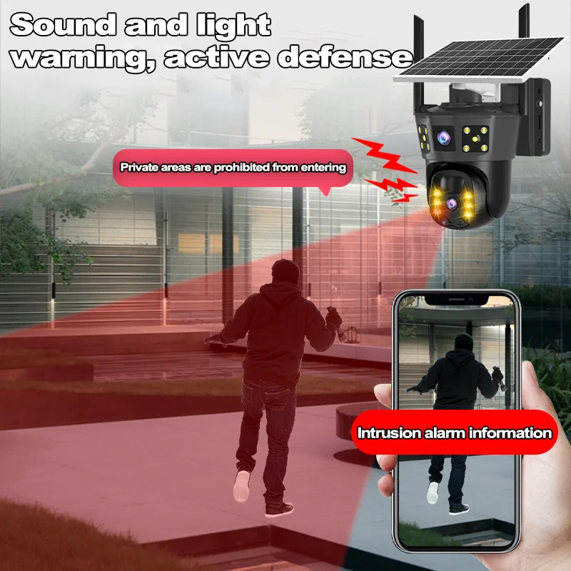 3 Screens Wireless Security Camera Wifi Solar Powered Voice PIR Cctv Outdoor UK 6
