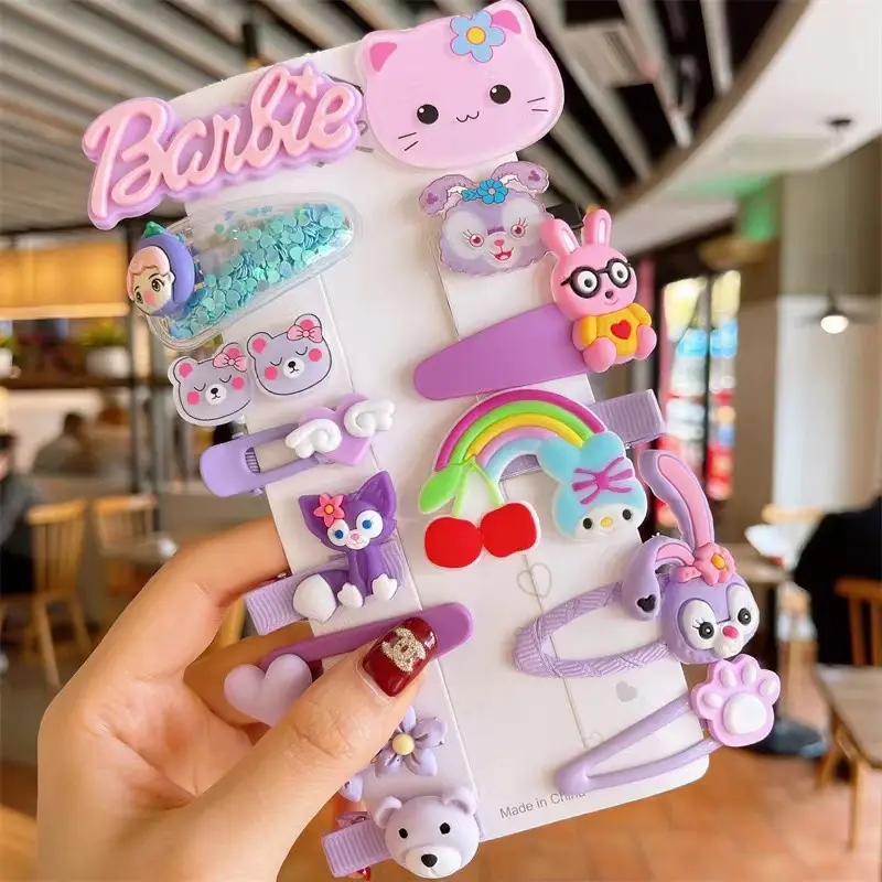 14PCS Toddler Hair Accessories Set  Colorful Rainbow Barrettes, Pins, Candy Fruits, Butterflies For Kids' Stylish Hairstyles