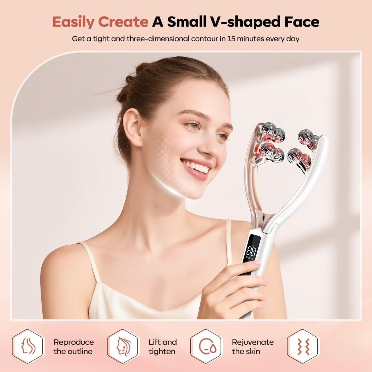Masajeador facial EMS con contorno en V