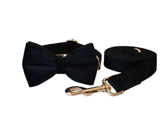Double Layer Microfiber Rose Gold Buckle Collar Leash Bow Set - Shop at LoveMi