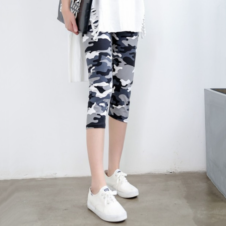 Printed Cropped Leggings Women Stretch Milk Silk Thin Pants