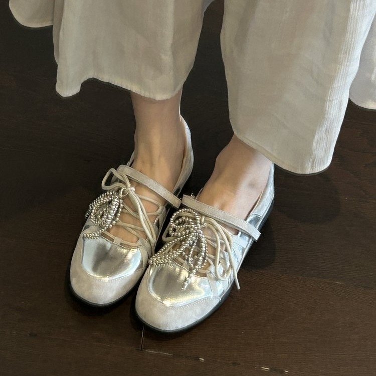 2026 Summer New Women Lace-Up Mary Janes, Bow Ballet Flats, Casual German Trainer Sport Sandals