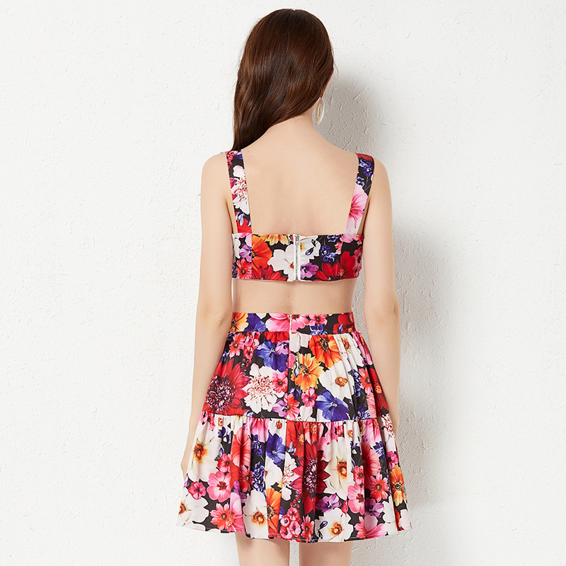 Top Two Piece High Waist Pleated Skirt