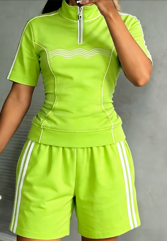 Striped Slim-fit T-shirt And Shorts Set