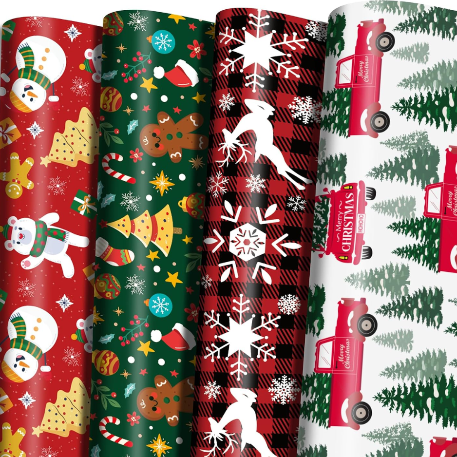 Christmas Wrapping Paper Jumbo Sheets Christmas Decorations Bags  Red, Green And White  Party Favors 29 X 42