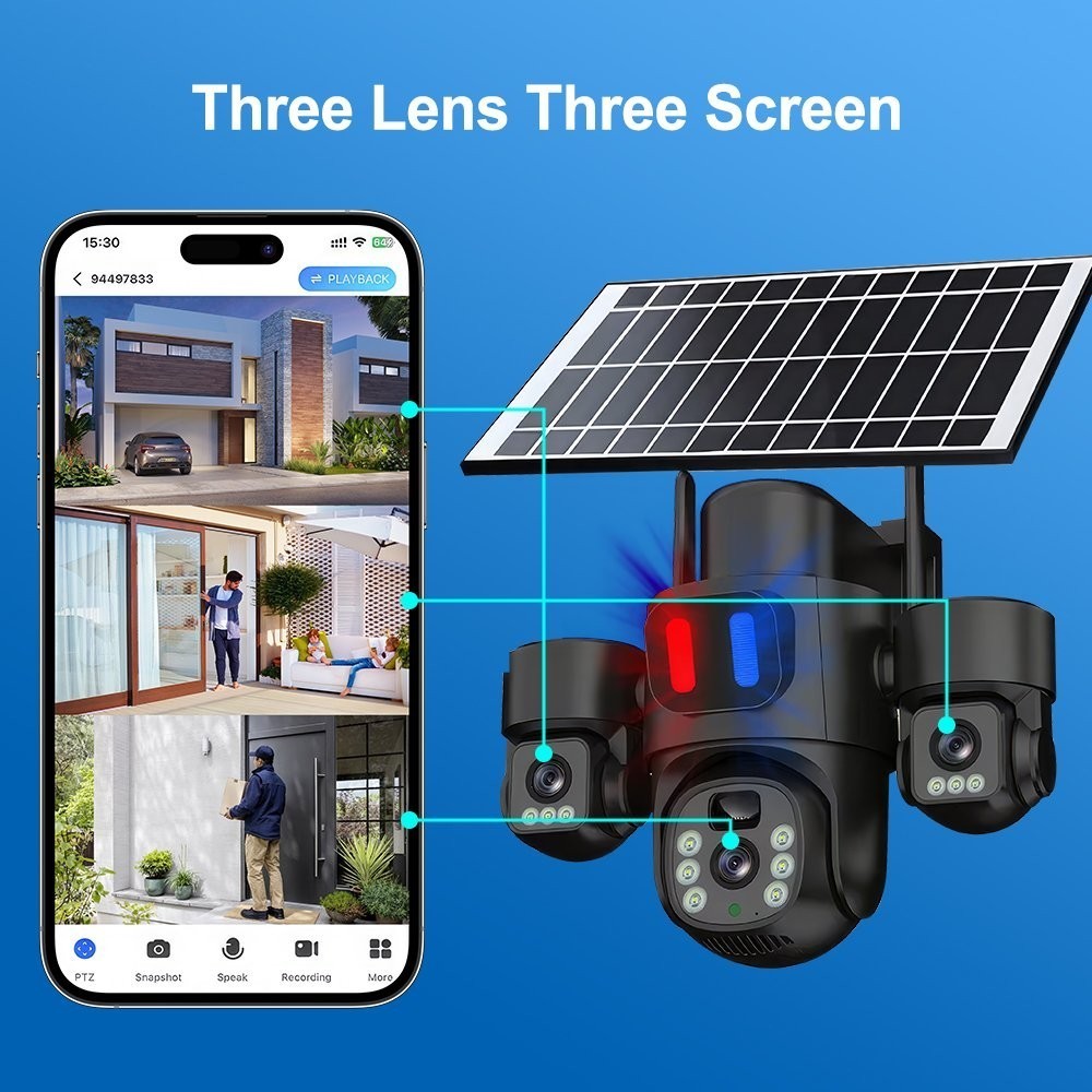 3-in-1 Wireless Solar Camera 360 Waterproof Outdoor Energy Saving WIFI — image 2