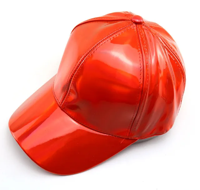 Pure Color Light Board Hat Leather Baseball Cap Show Tide Cap Red - Shop at LoveMi