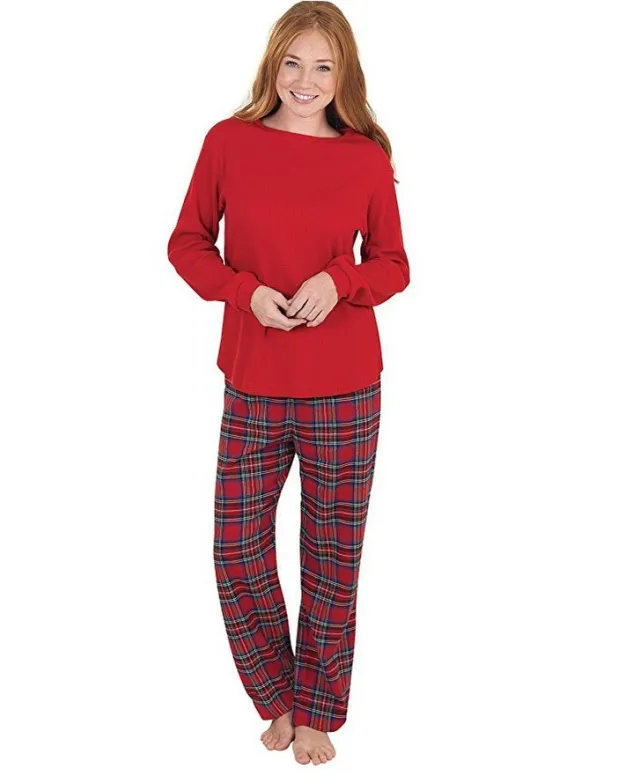 Plaid Cotton Christmas Parent child Pajamas Red - Shop at LoveMi