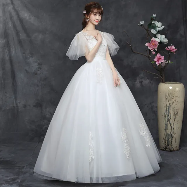 Large Size Wedding Dress Fat Bride Married Master Wedding Dress Was Thin And Simple Studio Covering Arms White - Shop at LoveMi