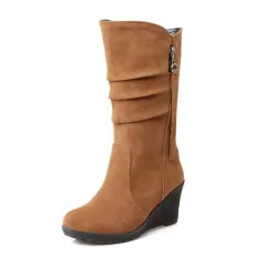 Autumn And Winter Mid-tube Boots Women - Camel - View 1