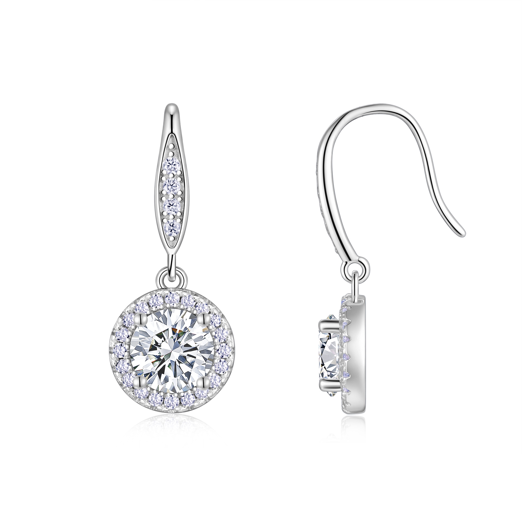 A Luxurious And Fashionable Minimalist Jewelry Earring Set Featuring A 1-carat Top-quality Morganite, Made Of S925 Silver Electroplated With Platinum.