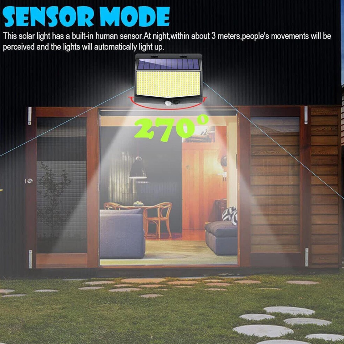 2pcs 468 LED Solar Powered PIR Motion Sensor Wall Lights Outdoor Security Lamp