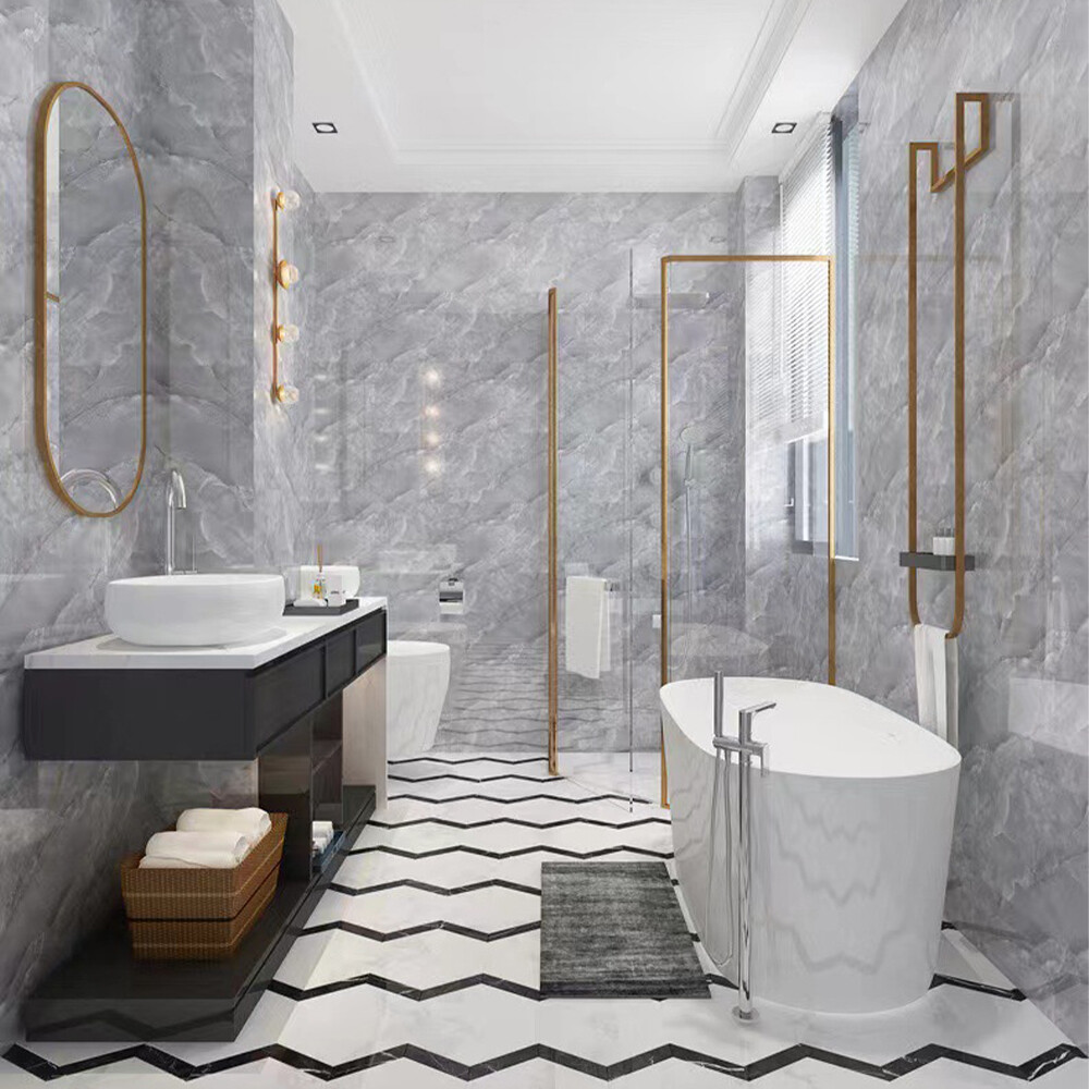12X PVC Marble Tiles Wall Sticker Self-Adhesive Stick Kitchen Bathroom Decor 10