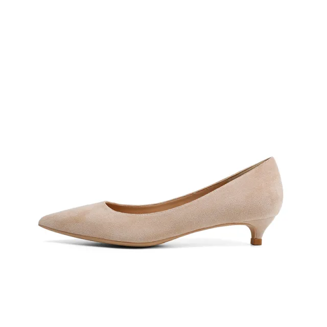 Women's Pointed Toe Fine Gold Suede High Heels Nude - Shop at LoveMi