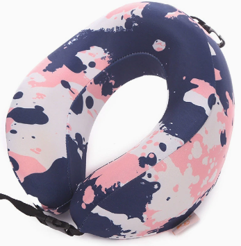 Graffiti Camo Print Micro Bead U Shaped Neck Pillow, Adjustable Strap Travel Pillow For Airplane Car Trip