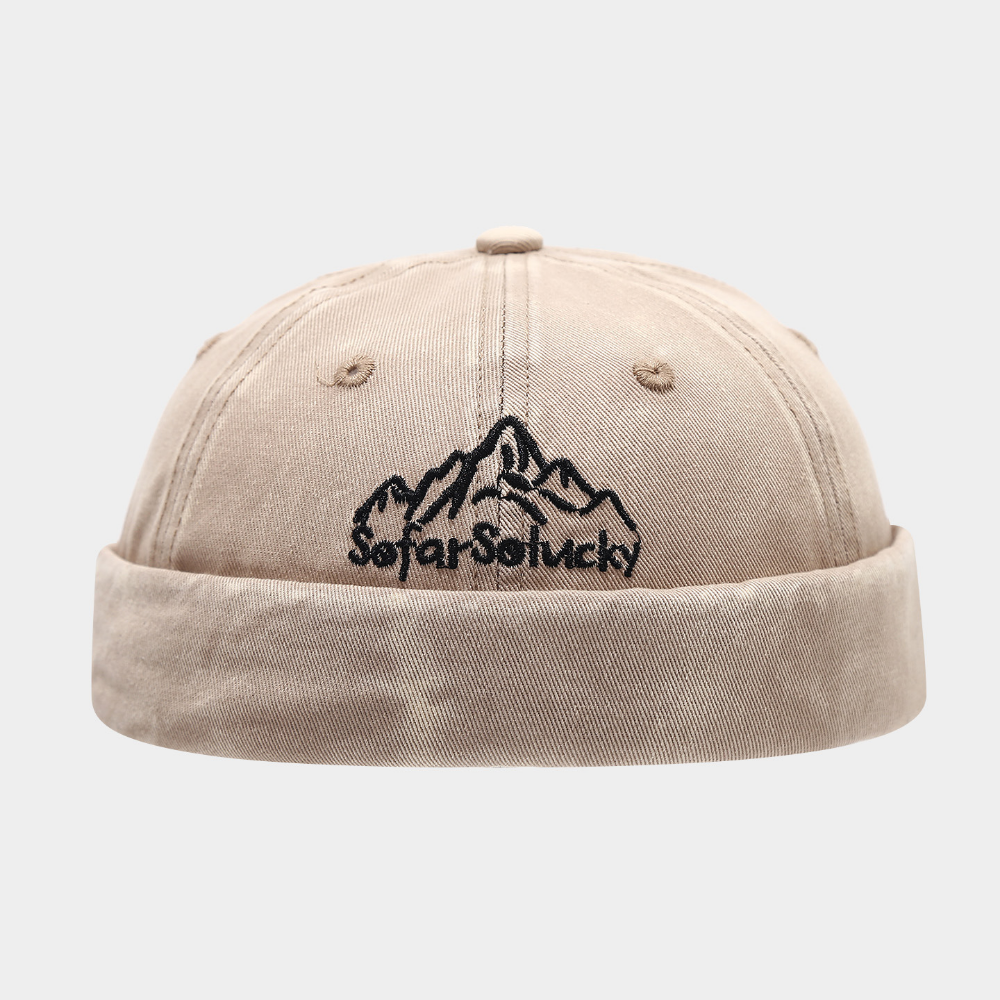 Summer Men's And Women's Water-washed Gradient Distressed Without Brim Mountain Peak English Embroidery Vintage Landlord Hat For Outdoor Leisure