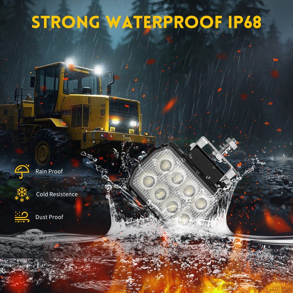 2PCS 4.4 Inch Rectangular Led Work Lights Flood Beam Fit Digger Tractor — image 11