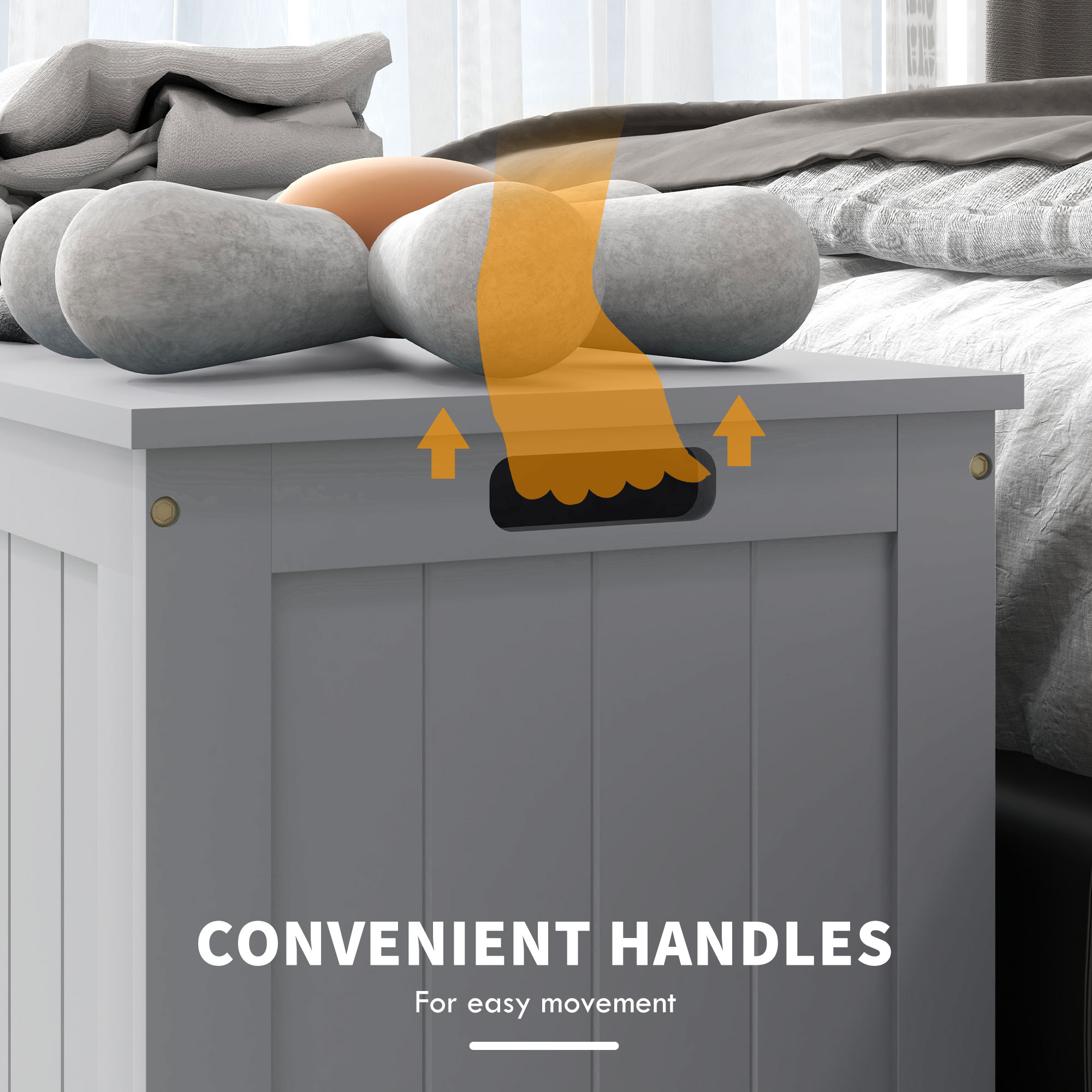 Storage Box, Modern Style, With 2 Safety Hinges And Hollow Handles, Wooden Toy — image 6