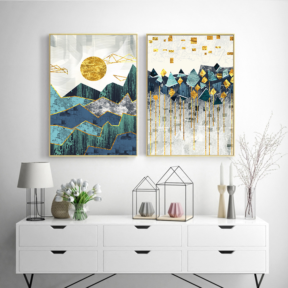 Title 7, Nordic Abstract Geometric Mountain Landscape Wa...