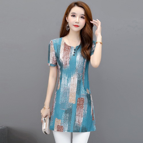 Title 4, Mid-length T-shirt Plus Size Chiffon Short-slee...